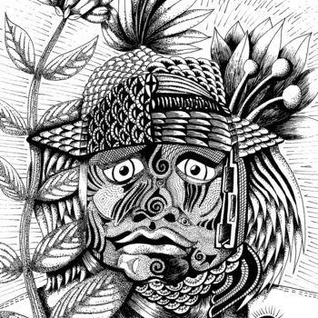 「Homme Chapeau」というタイトルの描画 Syrius Thorrelによって, オリジナルのアートワーク, インク