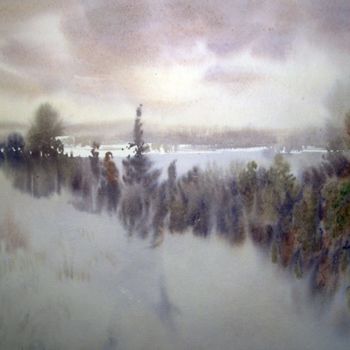 Картина под названием "Дорога к озеру" - Syrov, Подлинное произведение искусства, Масло