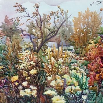 Картина под названием "Осень в моём саду" - Syrov, Подлинное произведение искусства, Масло