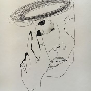Drawing titled ""измученный"" by Syuzanna Grigoryan, Original Artwork, Gel pen
