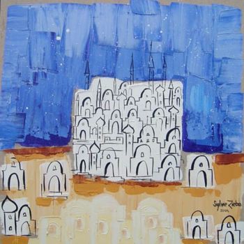 Peinture intitulée "Village blanc" par Sylvie Zieba, Œuvre d'art originale