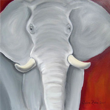 Peinture intitulée "Eléphant" par Sylvie Zieba, Œuvre d'art originale