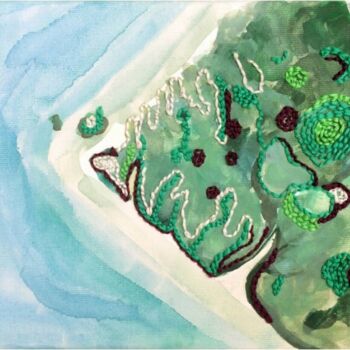 Painting titled "Embroidered Islands…" by Szabrina Maharita, Original Artwork, Watercolor