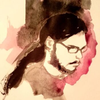 Painting titled "Portrait of G" by Szabrina Maharita, Original Artwork, Watercolor