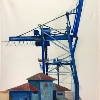 Картина под названием "Port - Crane3" - Szabrina Maharita, Подлинное произведение искусства, Масло