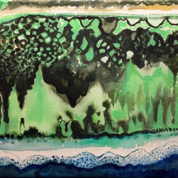 Painting titled "Island 17" by Szabrina Maharita, Original Artwork, Watercolor