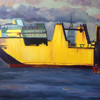 Peinture intitulée "Port - Ship1" par Szabrina Maharita, Œuvre d'art originale, Huile
