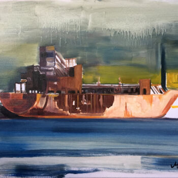Ζωγραφική με τίτλο "Port - Ship3" από Szabrina Maharita, Αυθεντικά έργα τέχνης, Λάδι