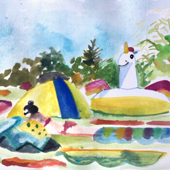「Beach」というタイトルの絵画 Szabrina Maharitaによって, オリジナルのアートワーク, 水彩画