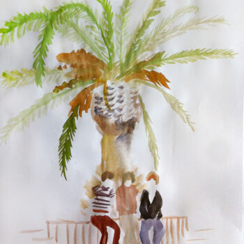 Painting titled "Chilling under the…" by Szabrina Maharita, Original Artwork, Watercolor