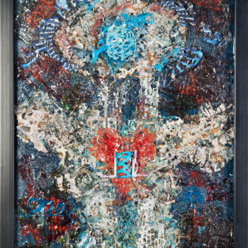 Коллажи под названием "spaceman" - Andrzej Szarek, Подлинное произведение искусства, Ткань Установлен на картон