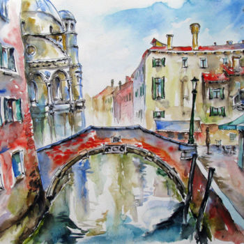 Pintura intitulada "Venice No.3" por Zsolt Székelyhidi, Obras de arte originais, Aquarela