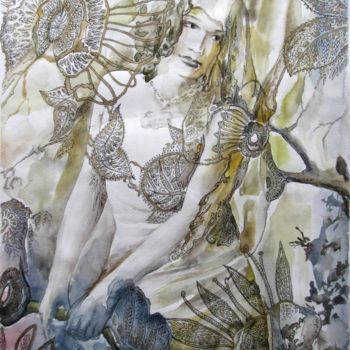 Painting titled "Art Nouveau beauty…" by Zsolt Székelyhidi, Original Artwork, Watercolor