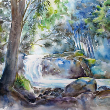 Painting titled "Mystery of forest" by Zsolt Székelyhidi, Original Artwork, Watercolor
