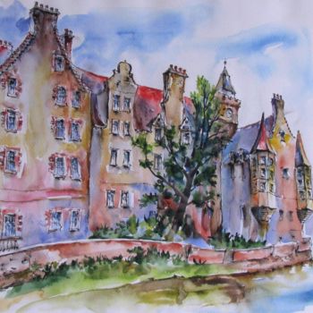 Malerei mit dem Titel "Edinburgh, Scotland" von Zsolt Székelyhidi, Original-Kunstwerk, Aquarell