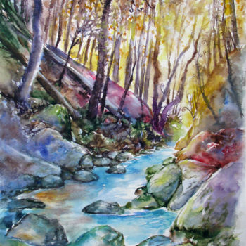 제목이 "Autumnal forest"인 미술작품 Zsolt Székelyhidi로, 원작, 수채화