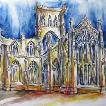 Painting titled "Gothic" by Zsolt Székelyhidi, Original Artwork, Watercolor