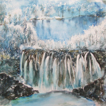 「Plitvice lake in wi…」というタイトルの絵画 Zsolt Székelyhidiによって, オリジナルのアートワーク, 水彩画