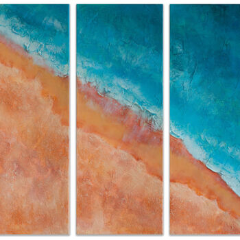 Malarstwo zatytułowany „Beach Triptych” autorstwa Szilvia Banki, Oryginalna praca, Akryl Zamontowany na Drewniana rama noszy