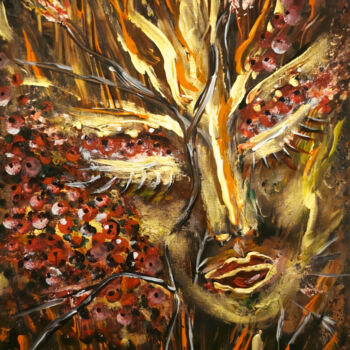 Painting titled "GLOWING HAWTHORN" by Renata Maroti, Original Artwork, Acrylic