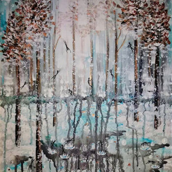 Painting titled "ICE FOREST SPIRITS" by Renata Maroti, Original Artwork, Acrylic