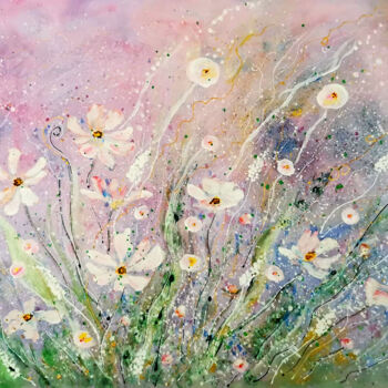 Malerei mit dem Titel "COSMOS FLOWERS" von Renata Maroti, Original-Kunstwerk, Acryl