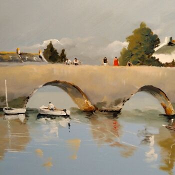 Painting titled "Pont de Dinan" by Thierry Guillemot, Original Artwork, Acrylic