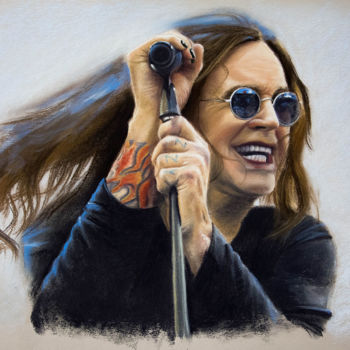Dibujo titulada "Ozzy Osbourne" por Inna Medvedeva, Obra de arte original, Pastel