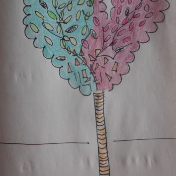Dessin intitulée "happy-tree" par Tom Schrijver, Œuvre d'art originale, Crayon