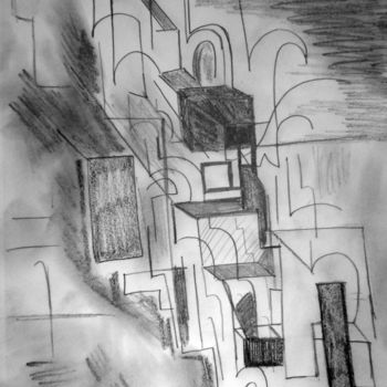 Drawing titled "blocks and forms" by Tom Schrijver, Original Artwork, Pencil