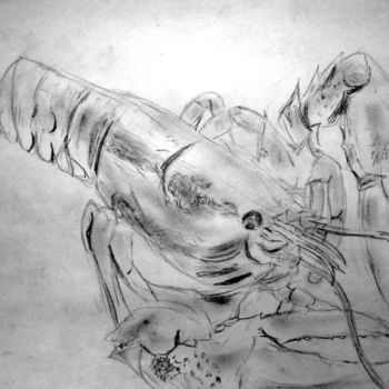 Dessin intitulée "lobster" par Tom Schrijver, Œuvre d'art originale, Crayon