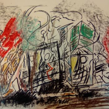 Zeichnungen mit dem Titel "building colours" von Tom Schrijver, Original-Kunstwerk, Pastell
