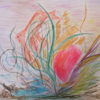 Peinture intitulée "soft heart" par Tom Schrijver, Œuvre d'art originale, Aquarelle