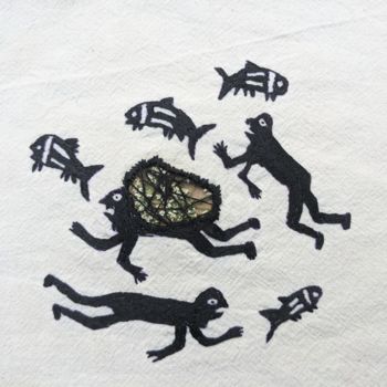 Art textile intitulée "Family" par Tudorita Gherase, Œuvre d'art originale, Broderie Monté sur Carton