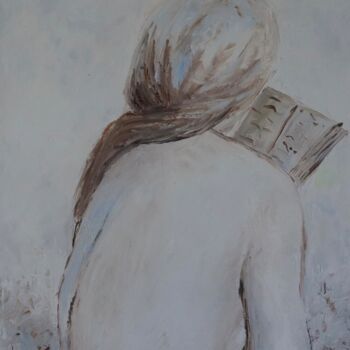 Painting titled "The reader" by Ta Byrne, Original Artwork, Oil