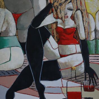 Pittura intitolato "The changing room" da Ta Byrne, Opera d'arte originale, Olio