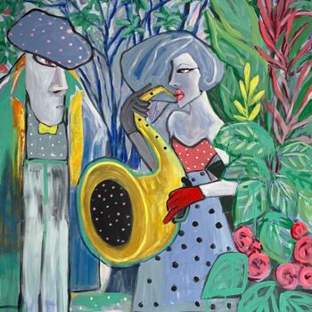 Malarstwo zatytułowany „Jazz duet” autorstwa Ta Byrne, Oryginalna praca, Akryl