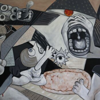 Schilderij getiteld "Screams for Peace" door Ta Byrne, Origineel Kunstwerk, Olie