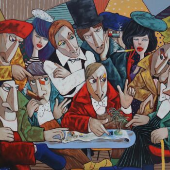 Painting titled "The plotting of the…" by Ta Byrne, Original Artwork, Oil