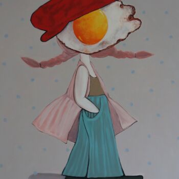 绘画 标题为“Egg girl in pink” 由Ta Byrne, 原创艺术品, 油