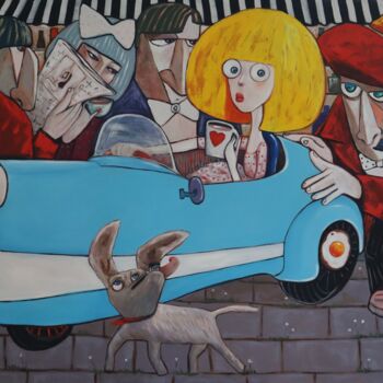 Картина под названием "Walking the dog" - Ta Byrne, Подлинное произведение искусства, Масло