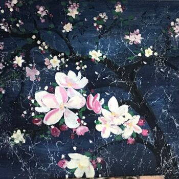 Malerei mit dem Titel "Apfelblüten" von Tabea Schibler (TaBeArt), Original-Kunstwerk, Acryl Auf Keilrahmen aus Holz montiert