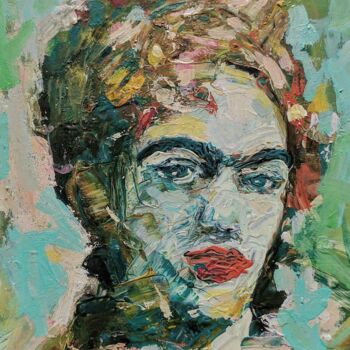 Painting titled "Frida" by Mustapha Taaba (TAABAART), Original Artwork, Acrylic Mounted on Wood Stretcher frame