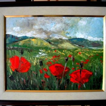 Painting titled "poppies" by Ovidiu Alexandru Tabara, Original Artwork