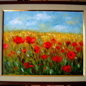 Painting titled "poppies" by Ovidiu Alexandru Tabara, Original Artwork