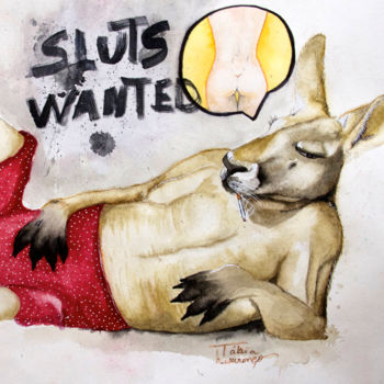 Painting titled "sluts wanted" by Tabia Lourenço, Original Artwork