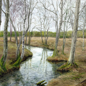 Schilderij getiteld "Spring forest" door Tabimory, Origineel Kunstwerk, Olie