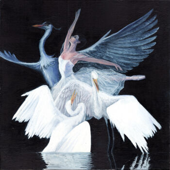 Painting titled "ballerina flight" by Tabimory, Original Artwork, Oil