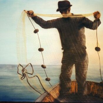 Peinture intitulée "Le pêcheur" par Valérie Voinchet, Œuvre d'art originale