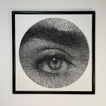 Art textile intitulée "EYE LOOK" par Tabloucufire, Œuvre d'art originale, String Art